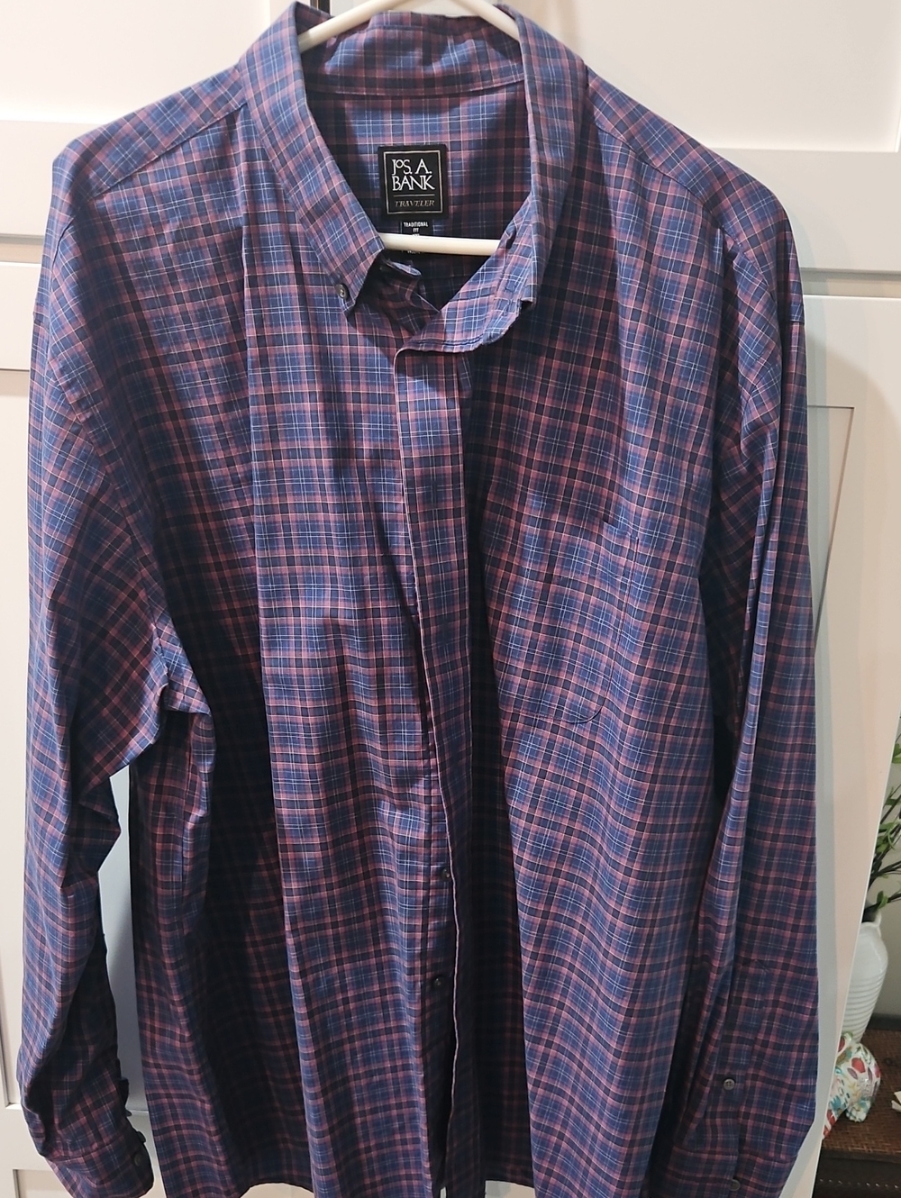 Jos. A. Bank Purple and Purple Plaid Button-Down Shirt